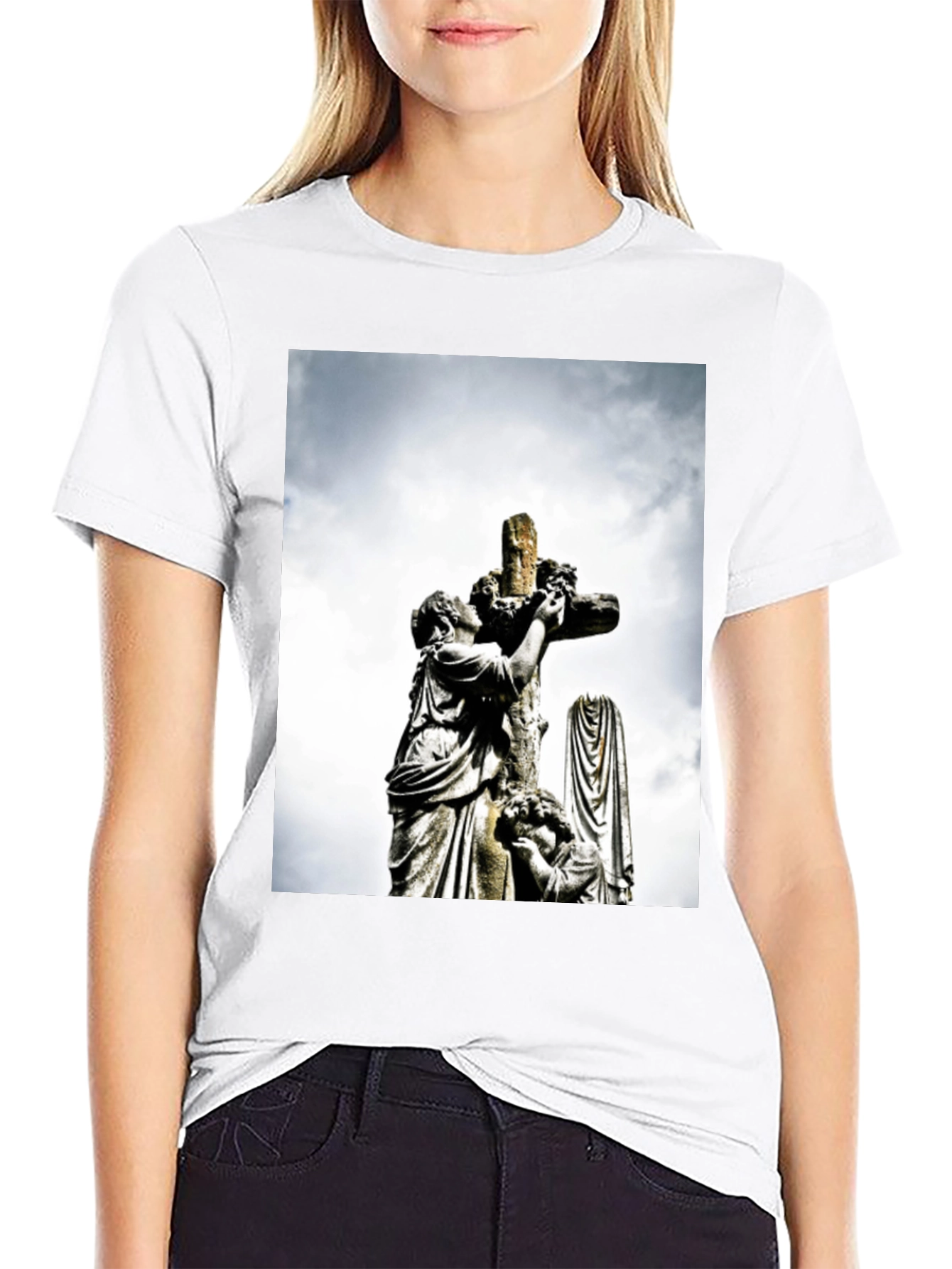 Statue Cross Graphic T-Shirt