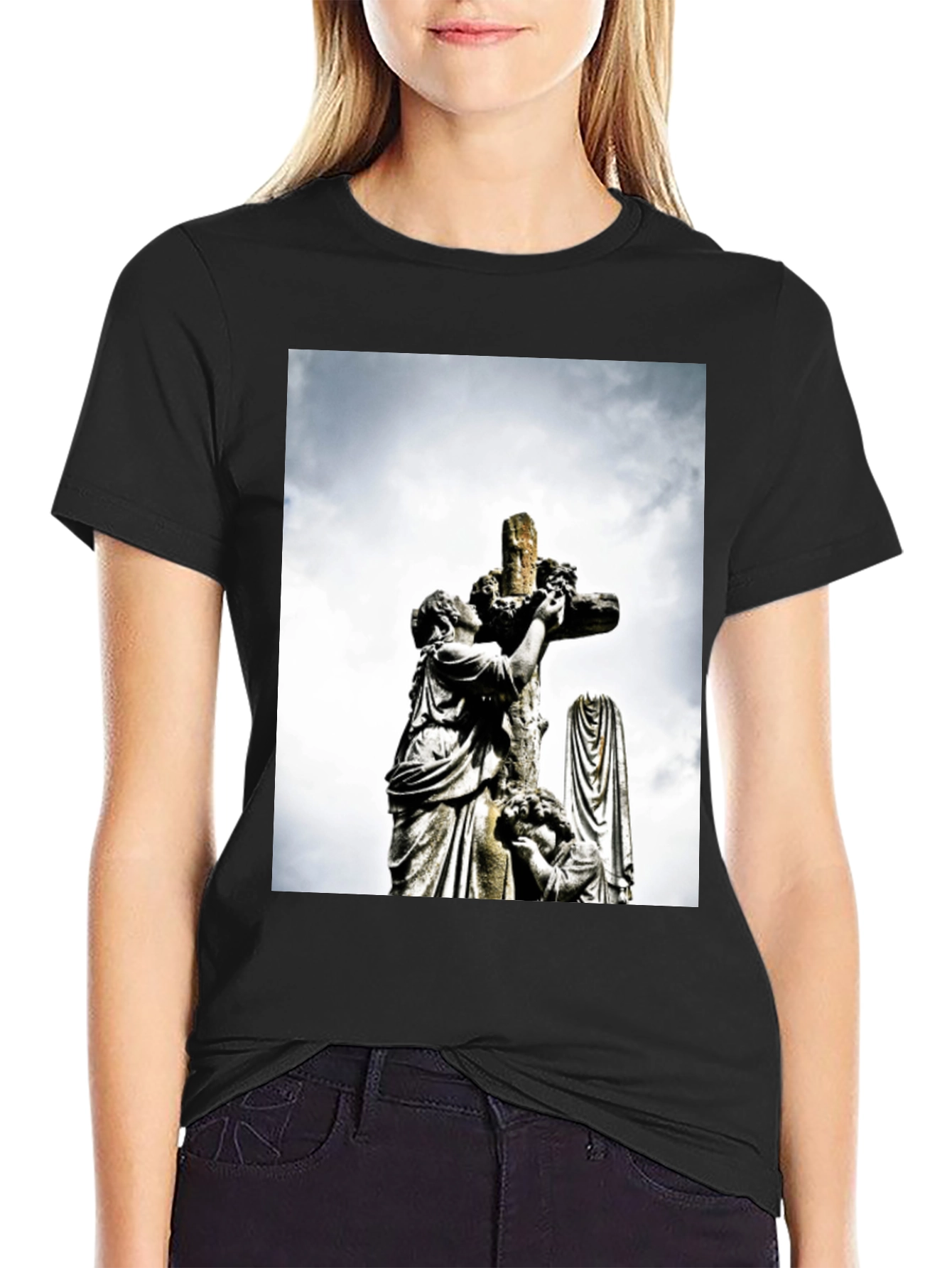 Statue Cross Graphic T-Shirt