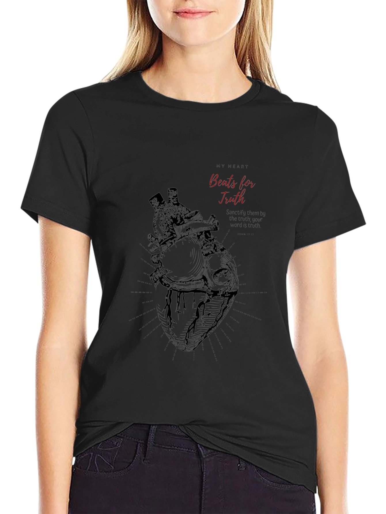 My Heart Beats for Truth Black Graphic Tee
