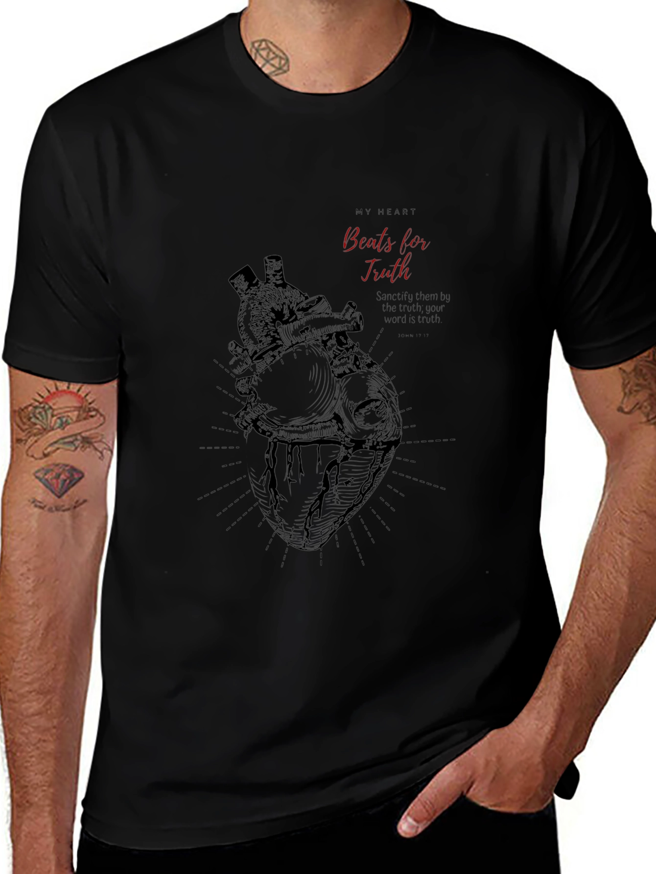 My Heart Beats for Truth Black Graphic Tee