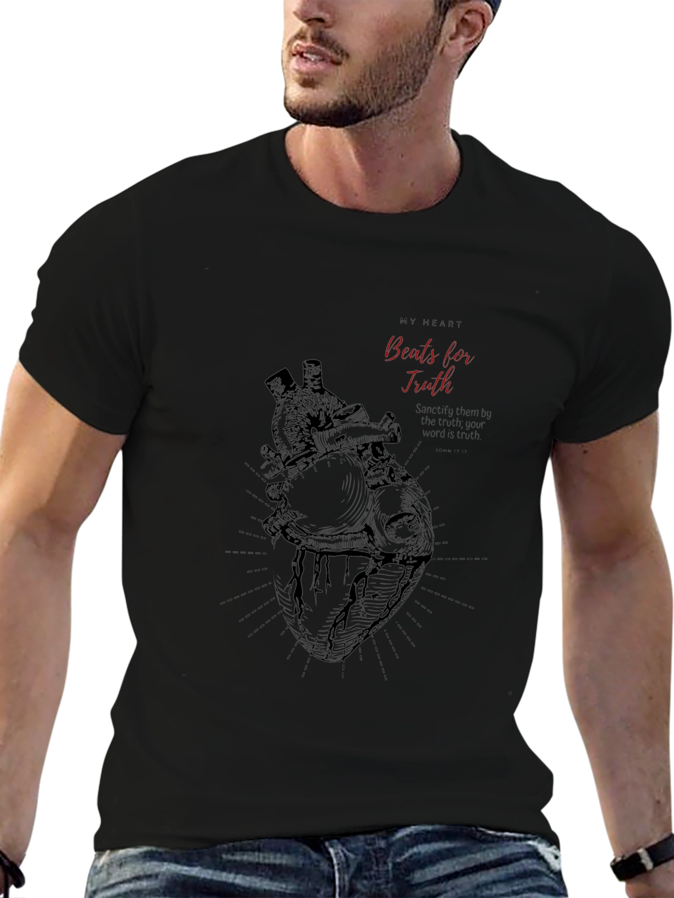 My Heart Beats for Truth Black Graphic Tee