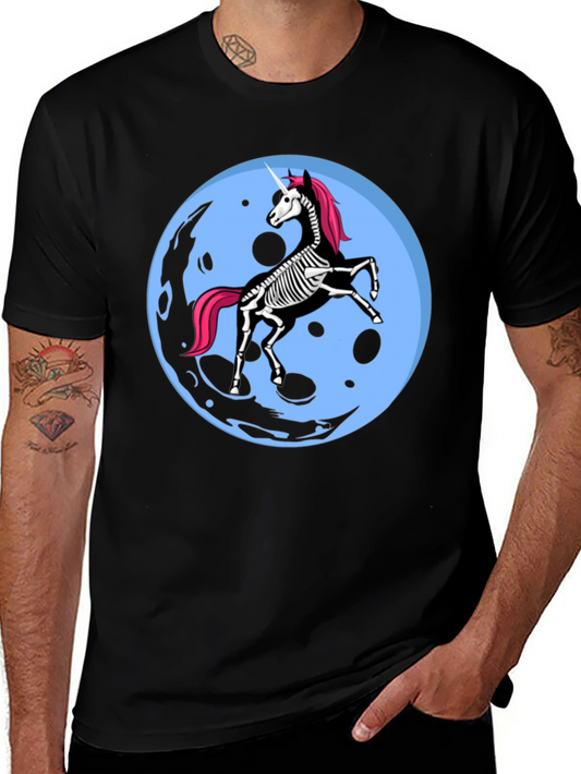Unicorn Skeleton Moon Graphic T-Shirt
