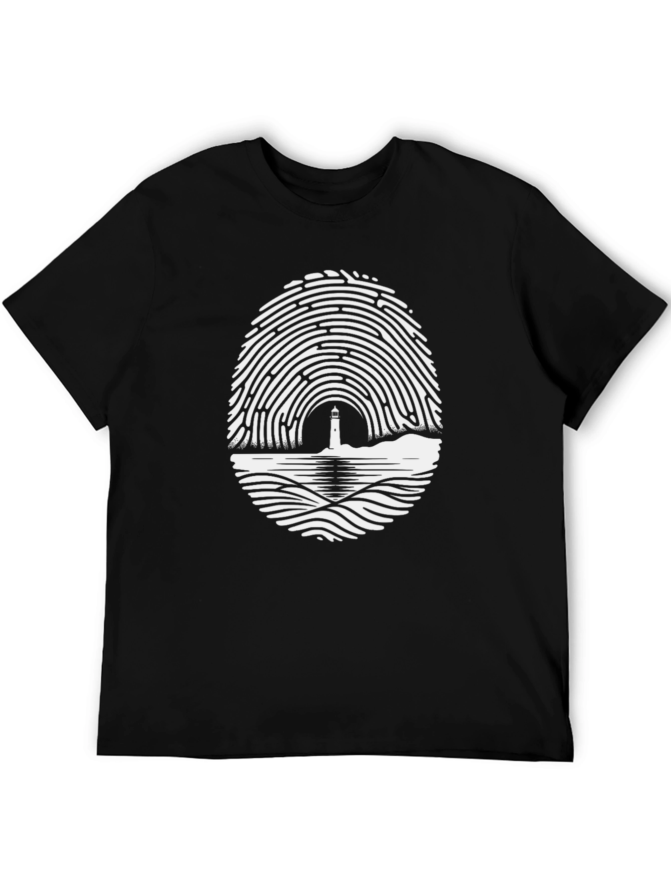 Lighthouse Fingerprint Graphic Tee - Unique Design