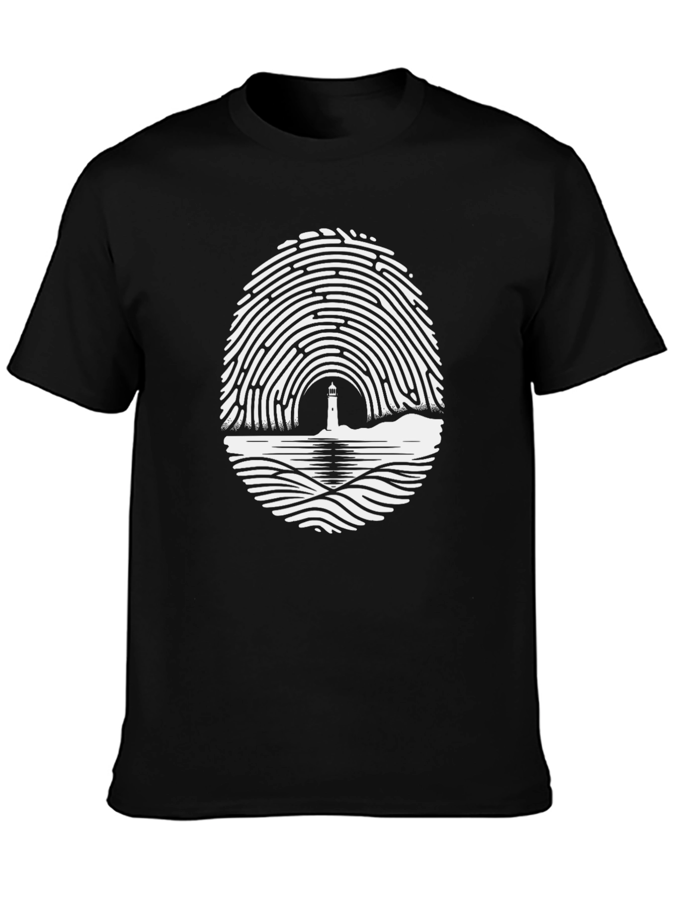 Lighthouse Fingerprint Graphic Tee - Unique Design