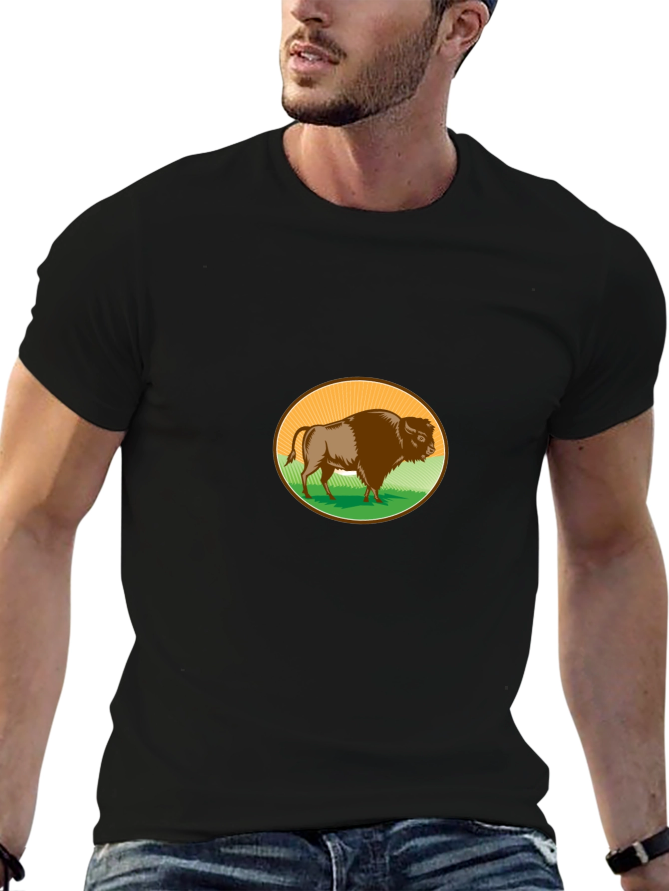 Bison Graphic T-Shirt - Black Casual Tee