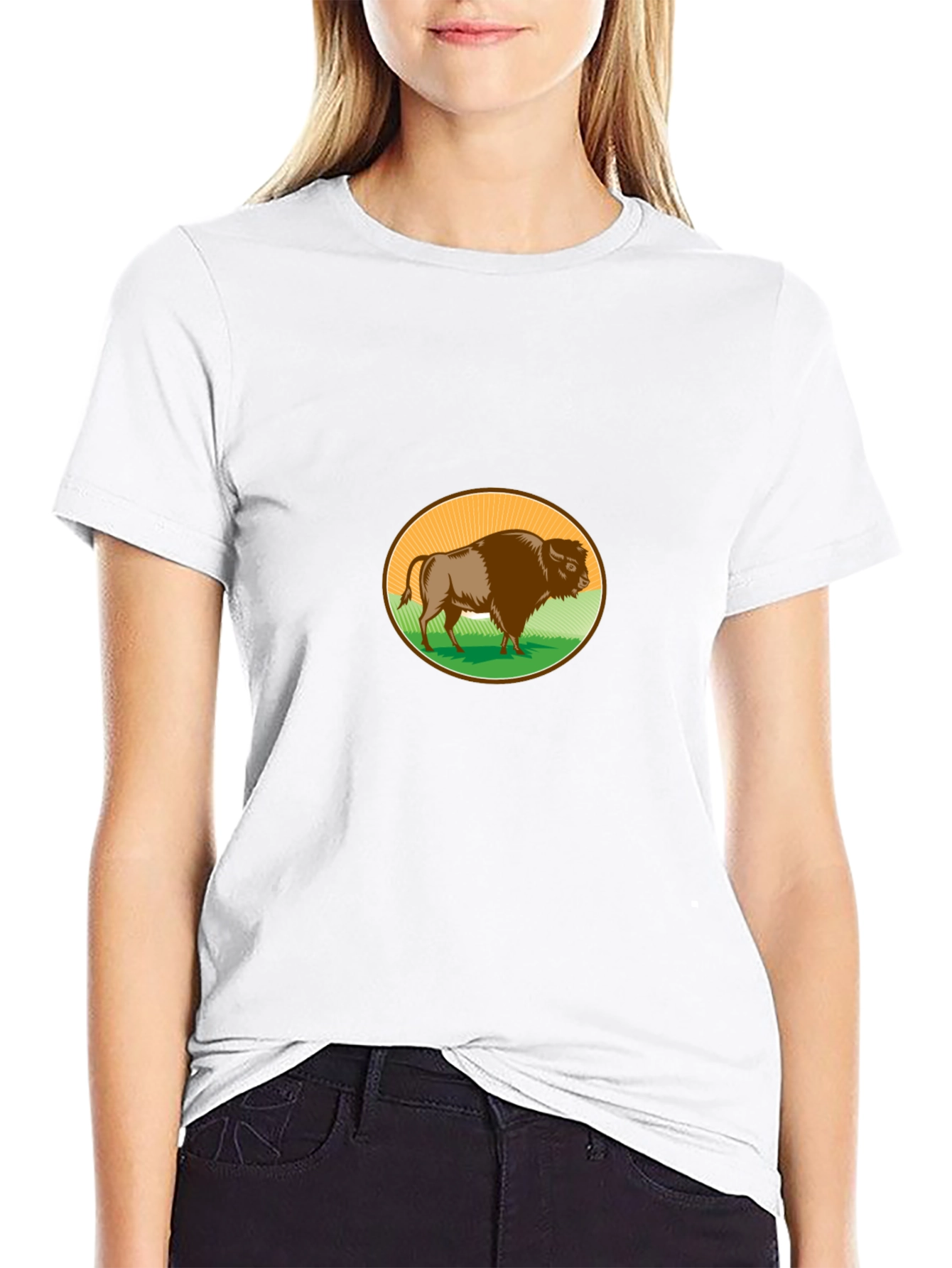 Bison Graphic T-Shirt - Black Casual Tee