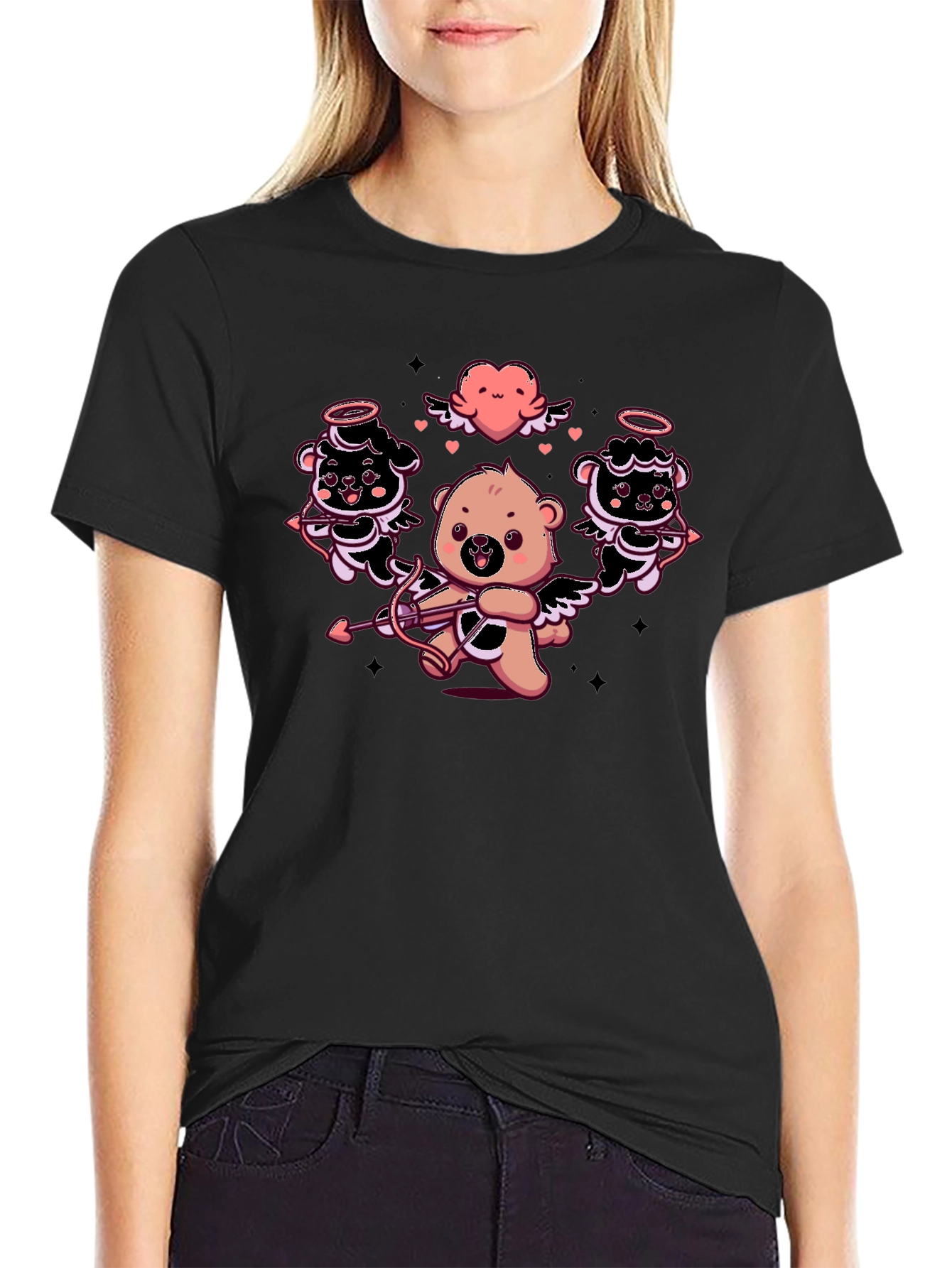 Cupid Bears Graphic Tee - Black