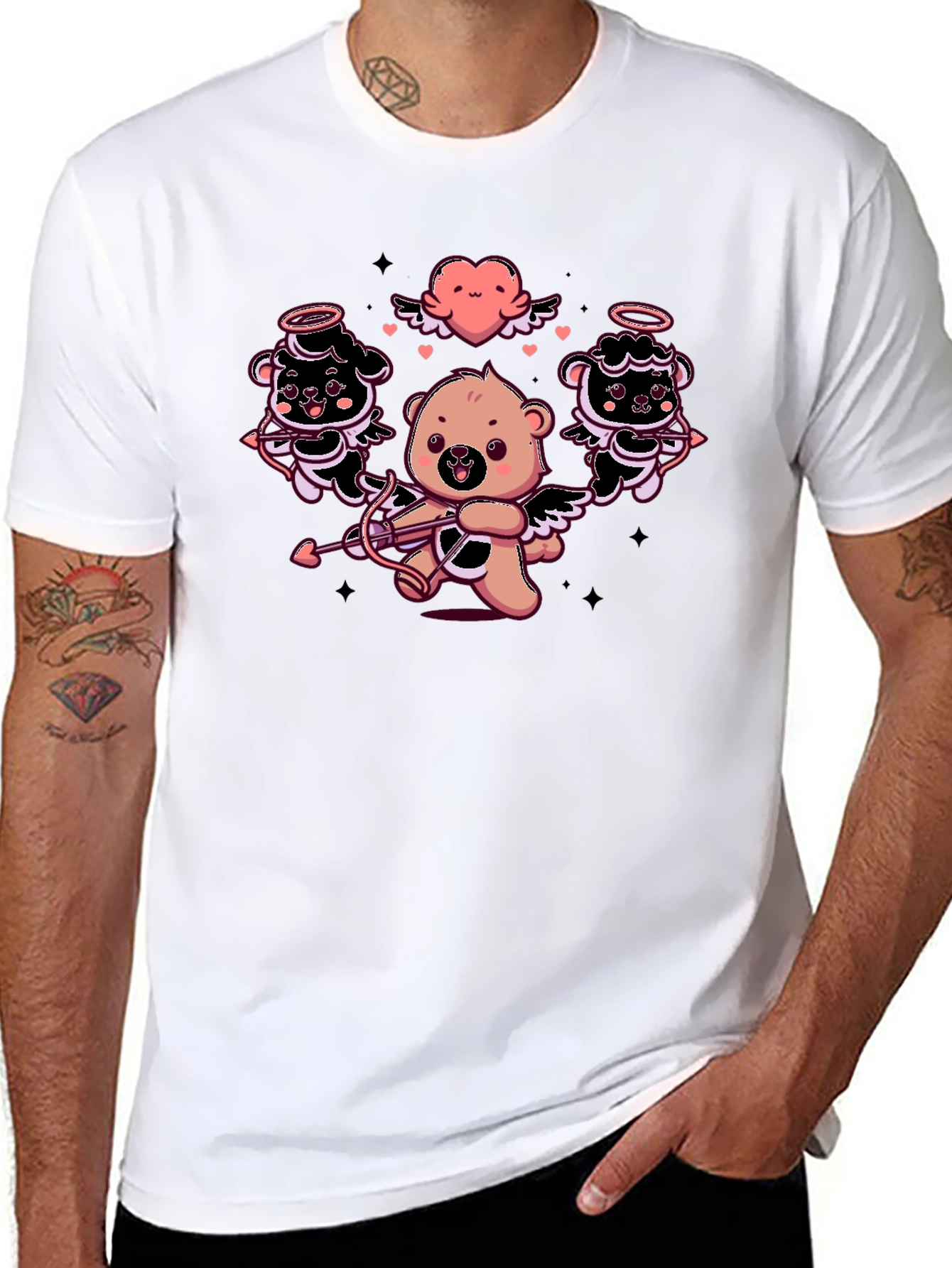 Cupid Bears Graphic Tee - Black