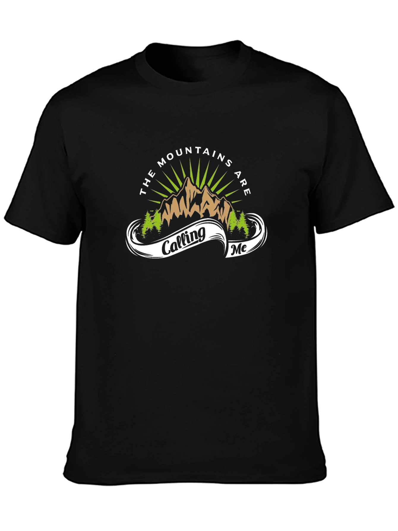Mountains Are Calling Me Graphic Tee - Black