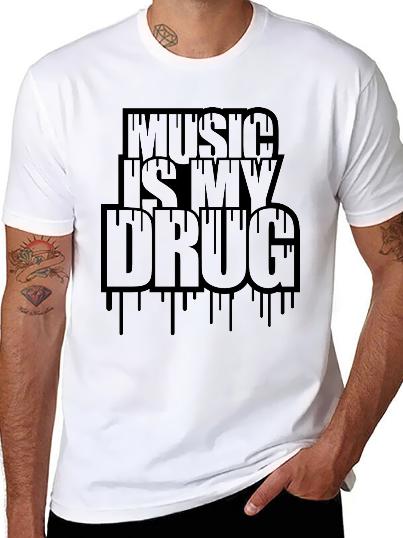 Music Is My Drug T-Shirt - Black Graphic Tee