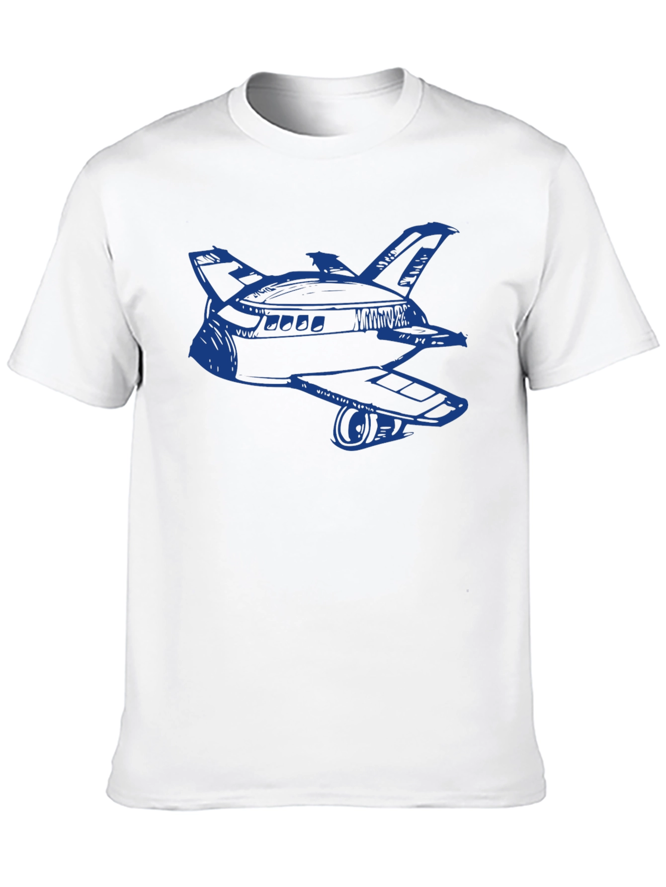 Retro Space Shuttle Graphic Tee - Black Cotton Blend