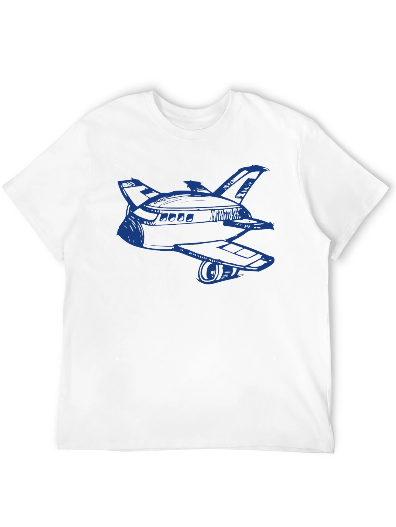 Retro Space Shuttle Graphic Tee - Black Cotton Blend
