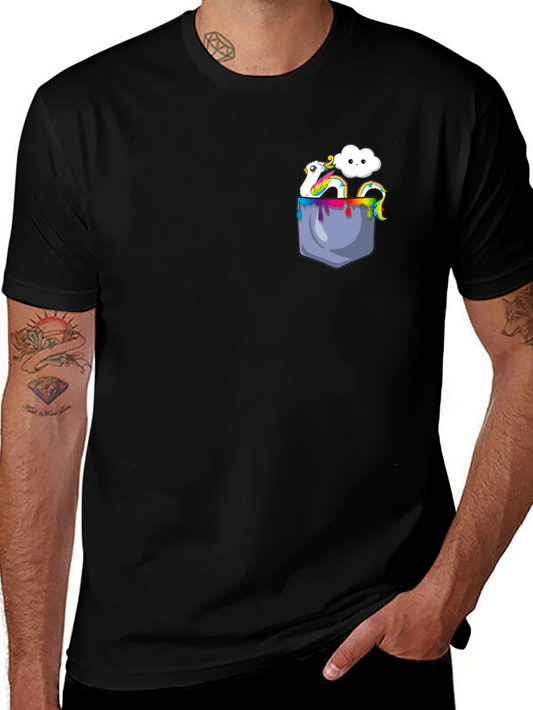 Unicorn Pocket Graphic T-Shirt - Mens Black Tee