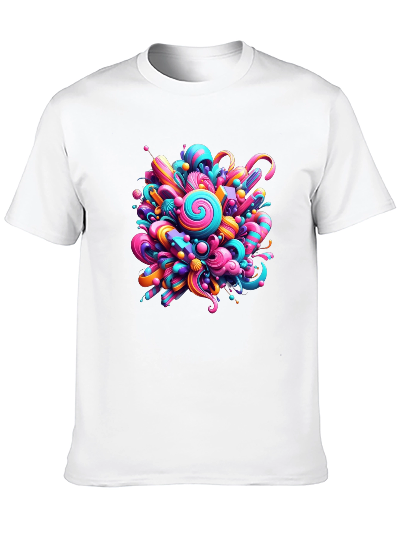 Vibrant Candy Burst Graphic Tee - Unique Design