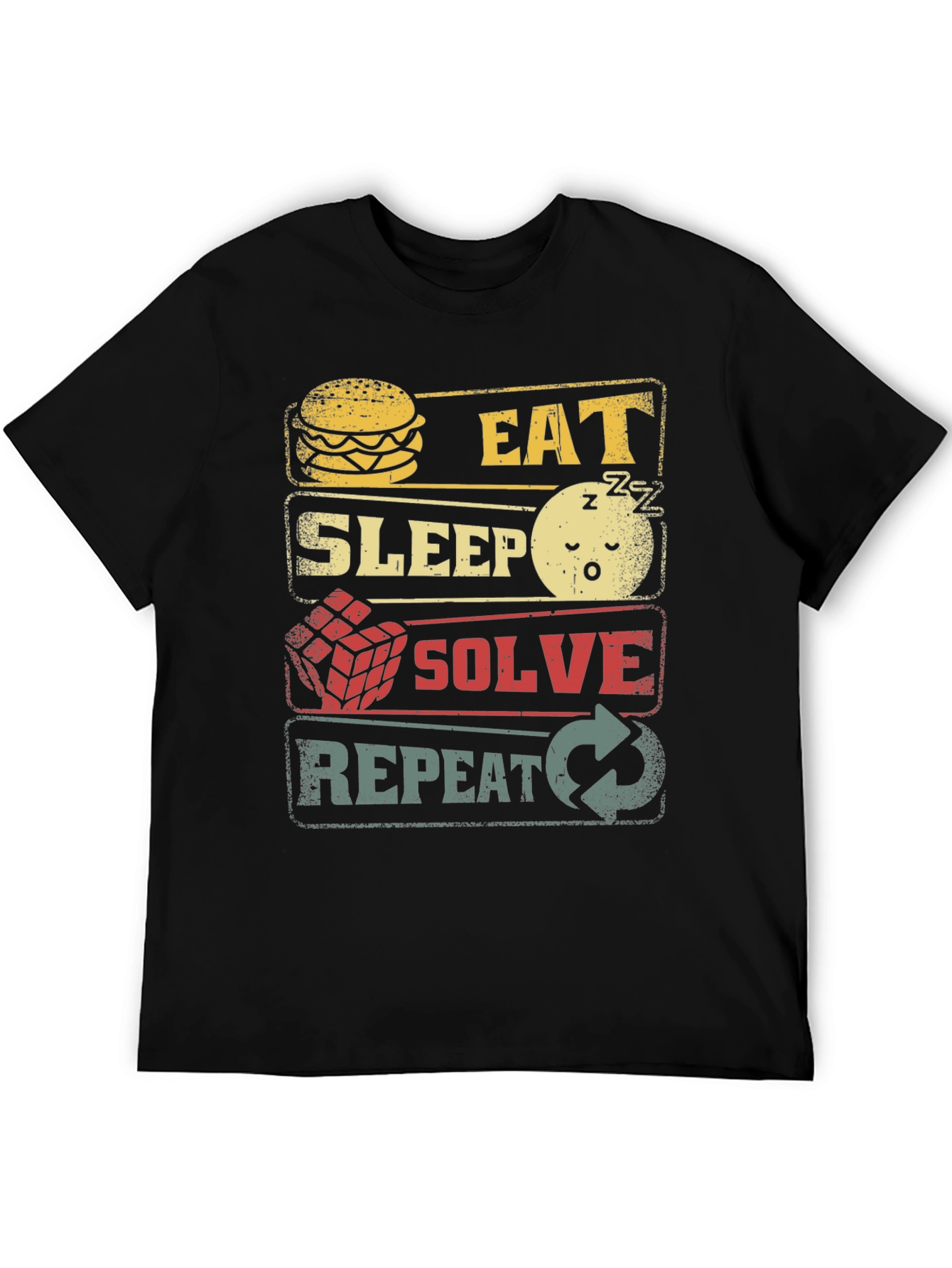 Eat Sleep Solve Repeat Black Graphic Tee