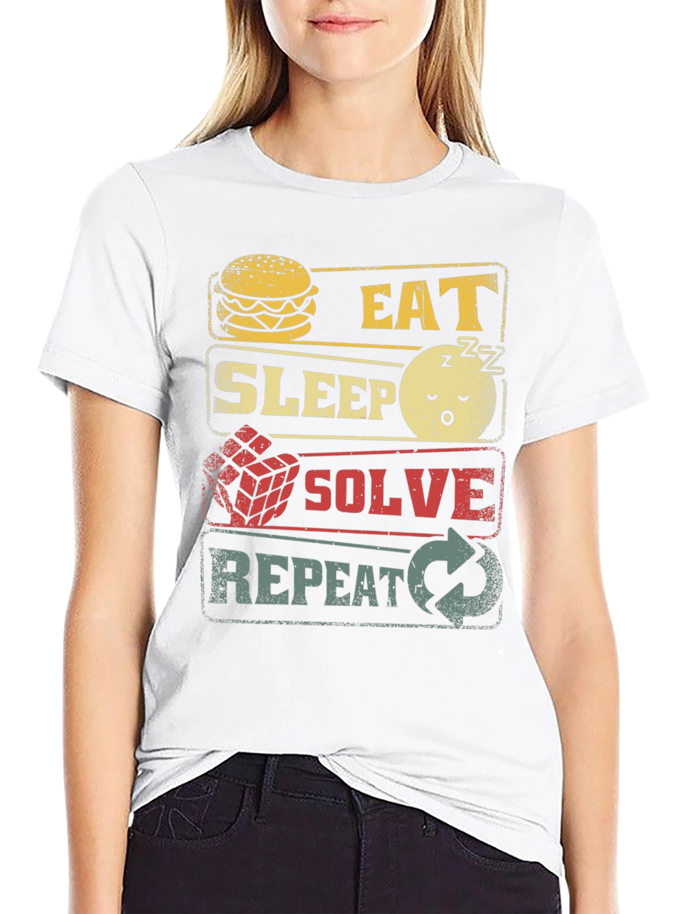 Eat Sleep Solve Repeat Black Graphic Tee