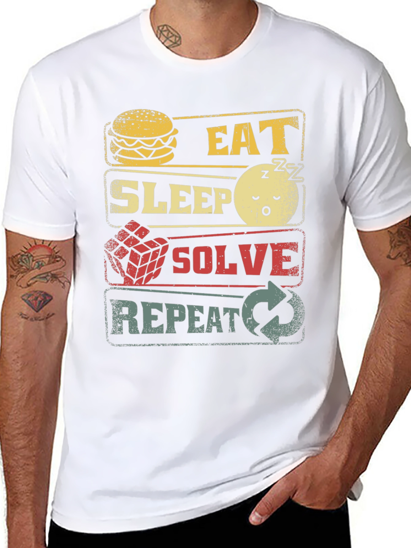 Eat Sleep Solve Repeat Black Graphic Tee