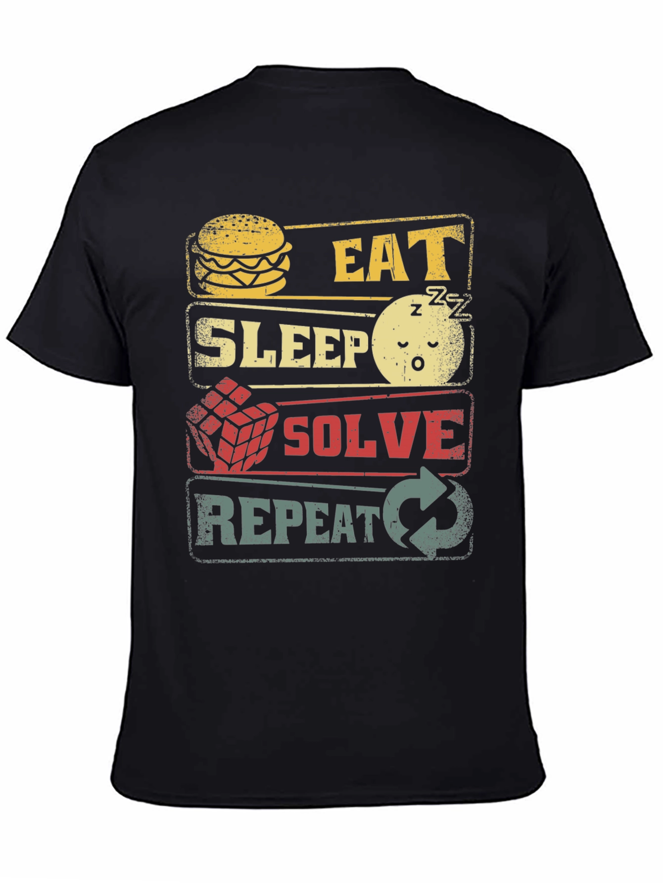 Eat Sleep Solve Repeat Black Graphic Tee