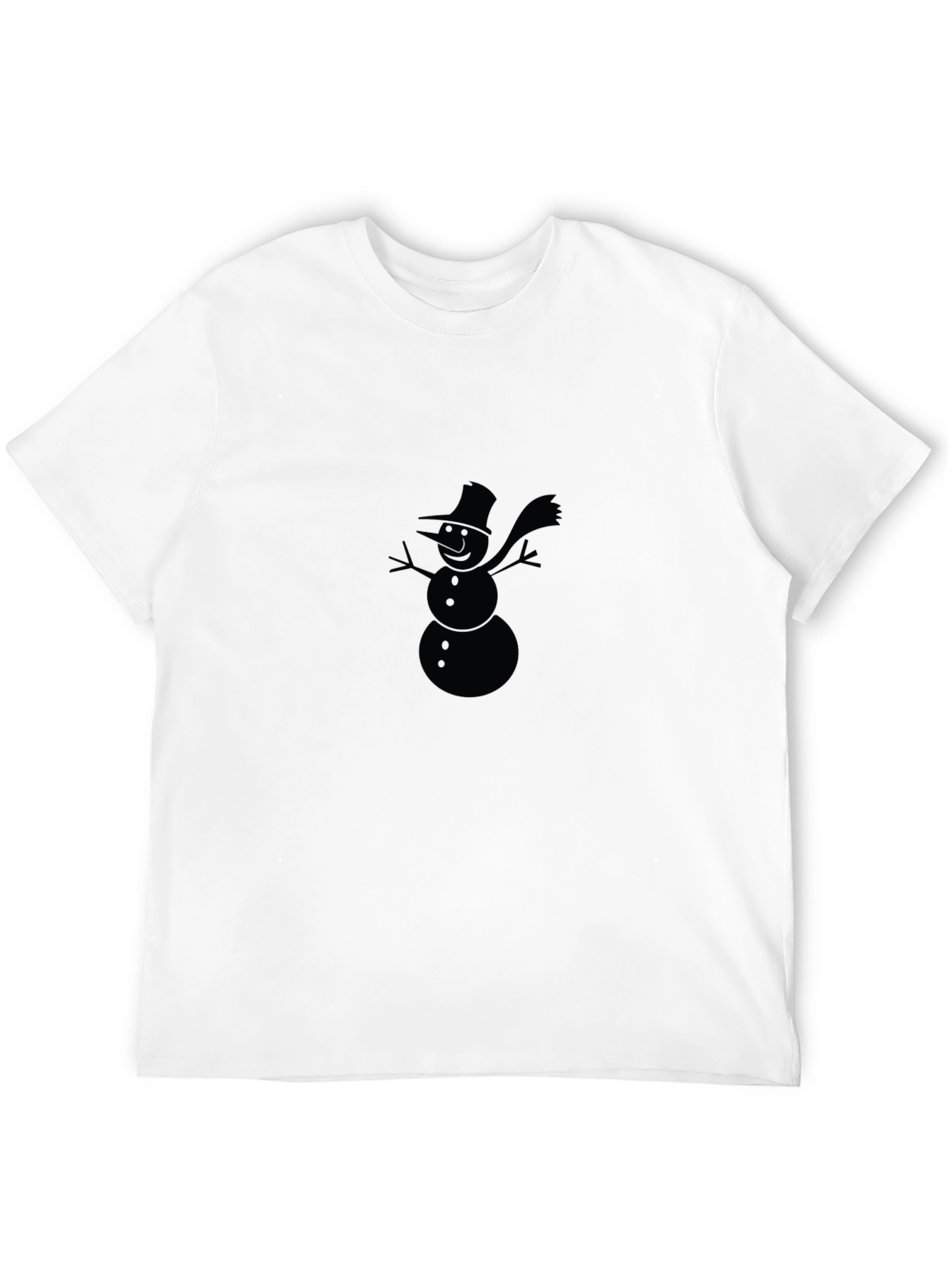 Snowman Graphic Tee - Black Cotton Holiday Shirt
