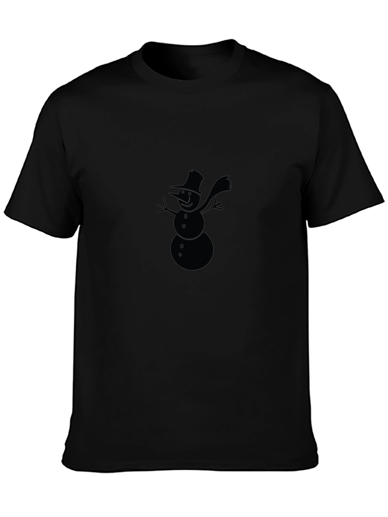 Snowman Graphic Tee - Black Cotton Holiday Shirt